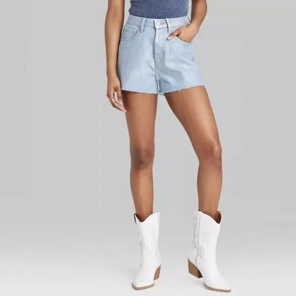 Women's High-Rise Iridescent Cutoff Jean Shorts - Wild Fable Size 2 - Picture 2 of 6